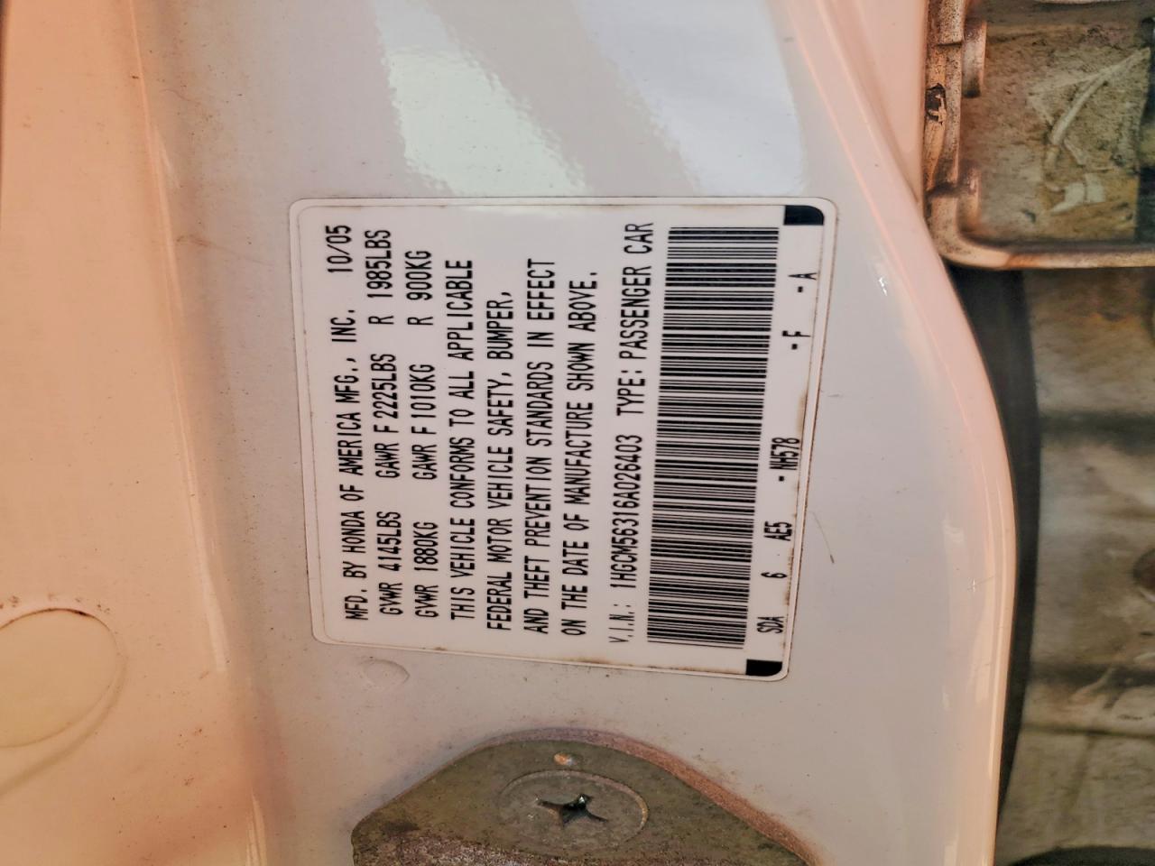 2006 HONDA ACCORD SE photo 23