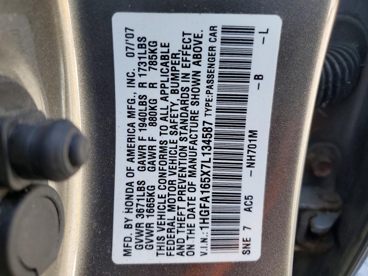 2007 HONDA CIVIC LX photo 34