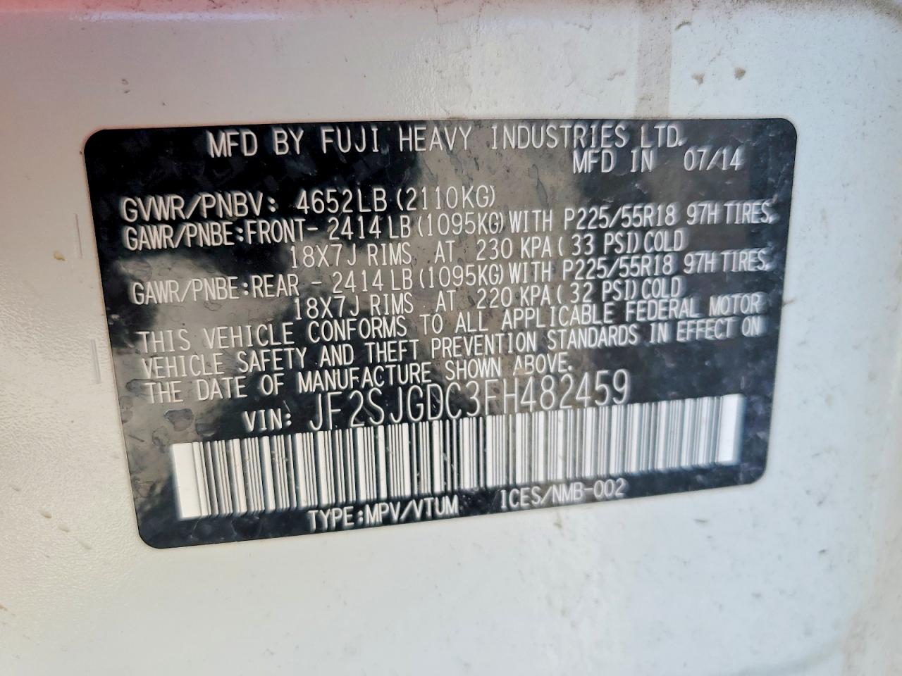 2015 SUBARU FORESTER 2.0XT PREMIUM photo 27