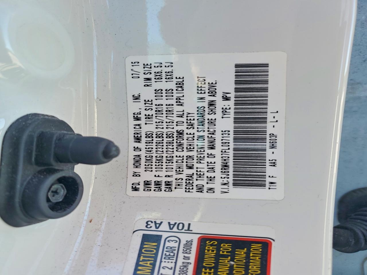 2015 HONDA CR-V LX photo 12