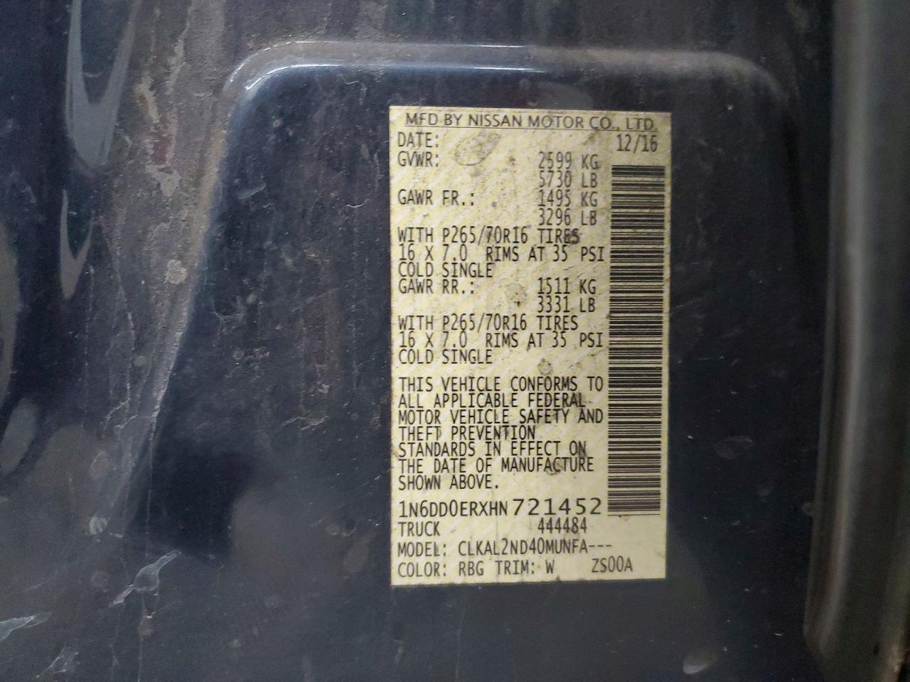 2017 NISSAN FRONTIER SV photo 12