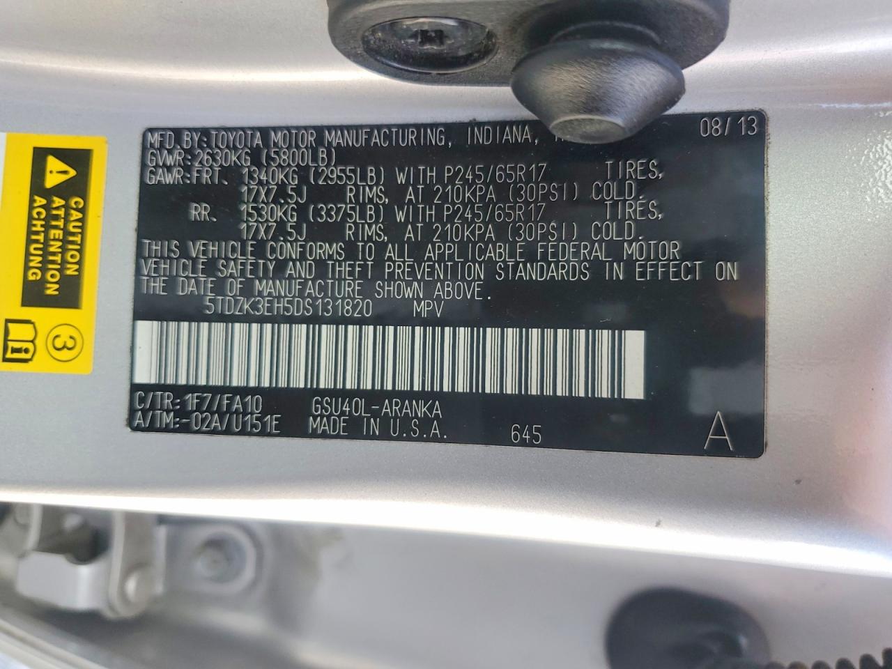 2013 TOYOTA HIGHLANDER PLUS photo 13