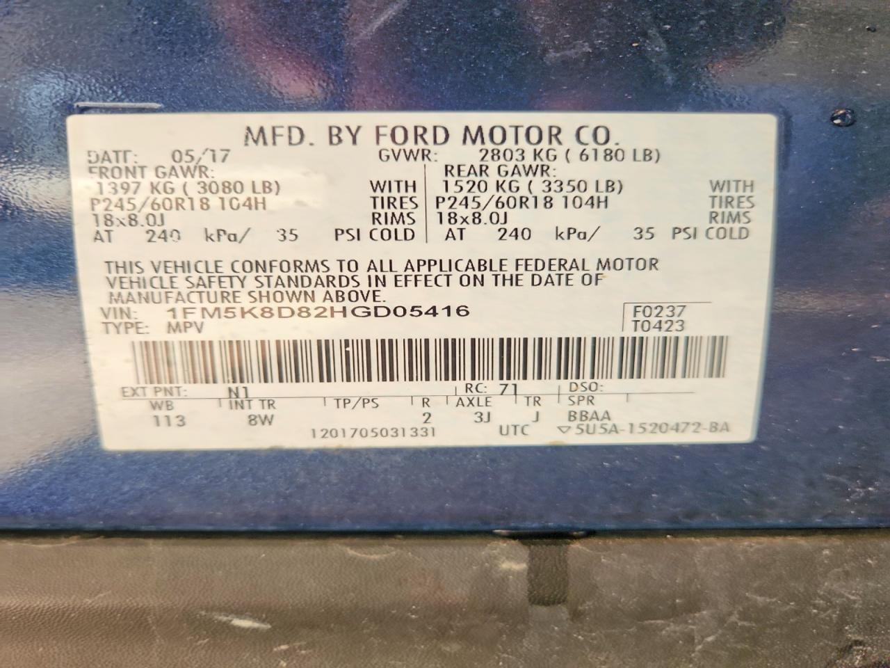 2017 FORD EXPLORER XLT photo 37