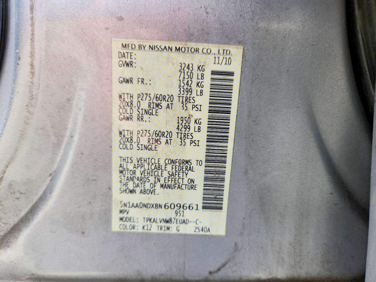 2011 NISSAN ARMADA SV photo 25
