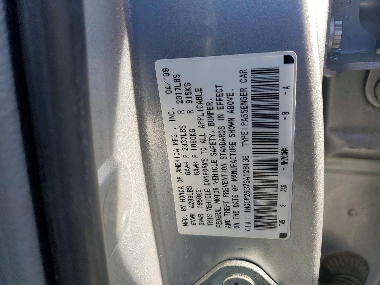 2009 HONDA ACCORD LX photo 23