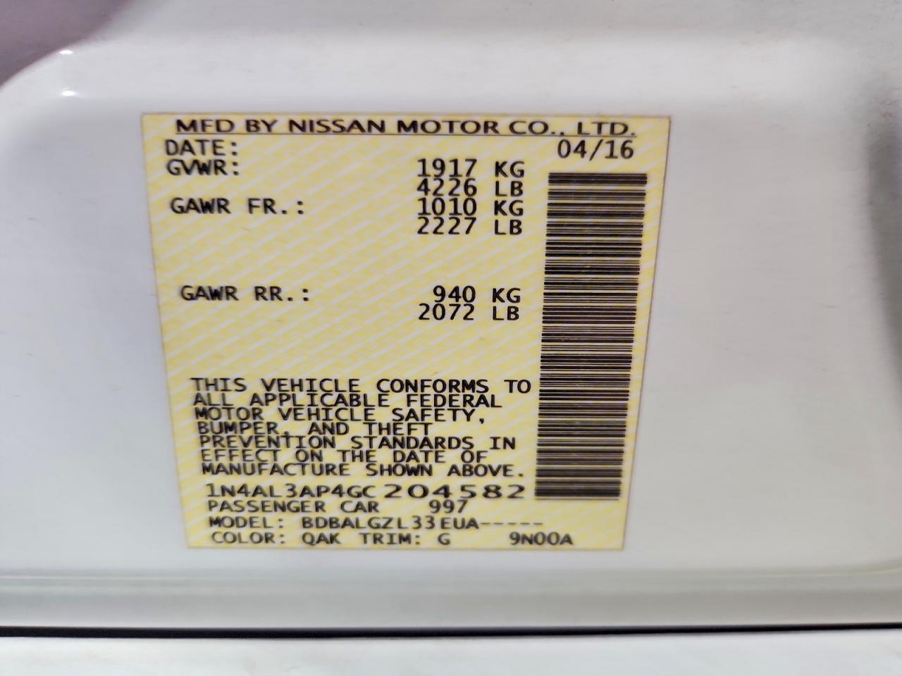 2016 NISSAN ALTIMA 2.5 S photo 23