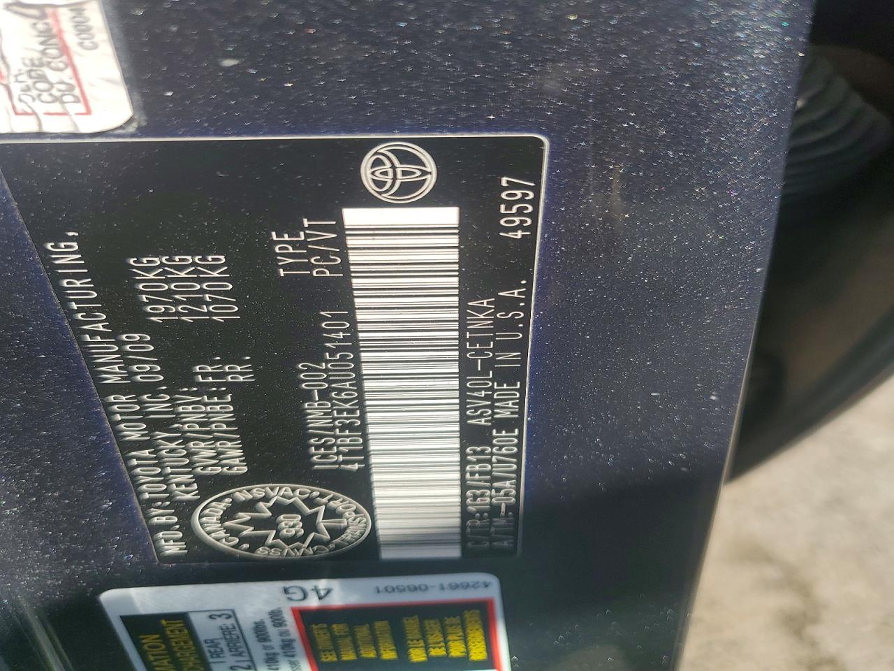2010 TOYOTA CAMRY BASE photo 23