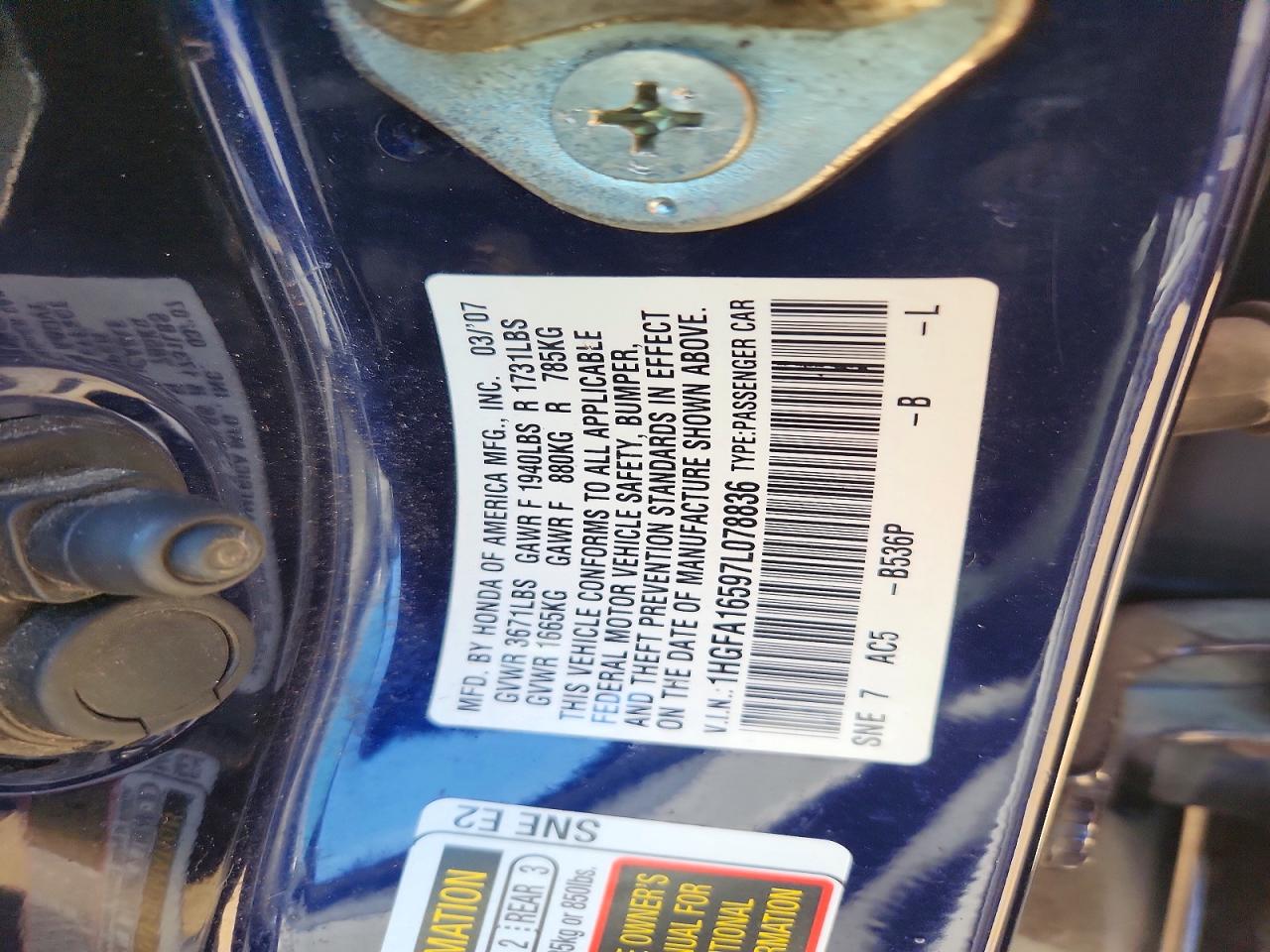 2007 HONDA CIVIC LX photo 23