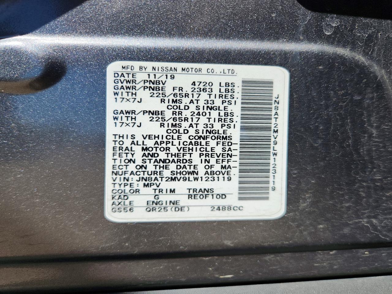 2020 NISSAN ROGUE SV photo 25
