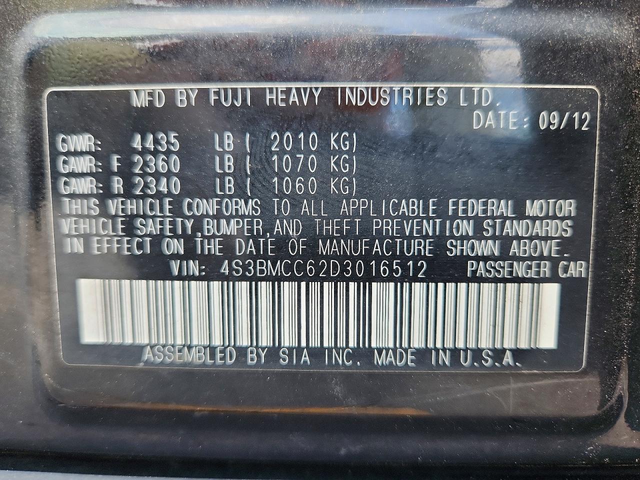 2013 SUBARU LEGACY 2.5I PREMIUM photo 23