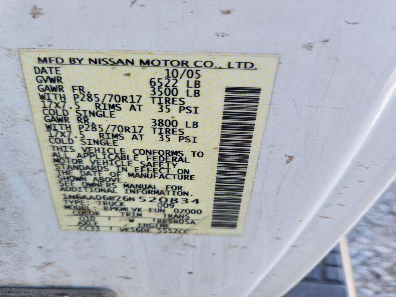 2006 NISSAN TITAN XE photo 23