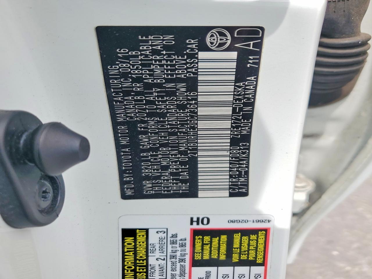 2016 TOYOTA COROLLA S PLUS photo 23