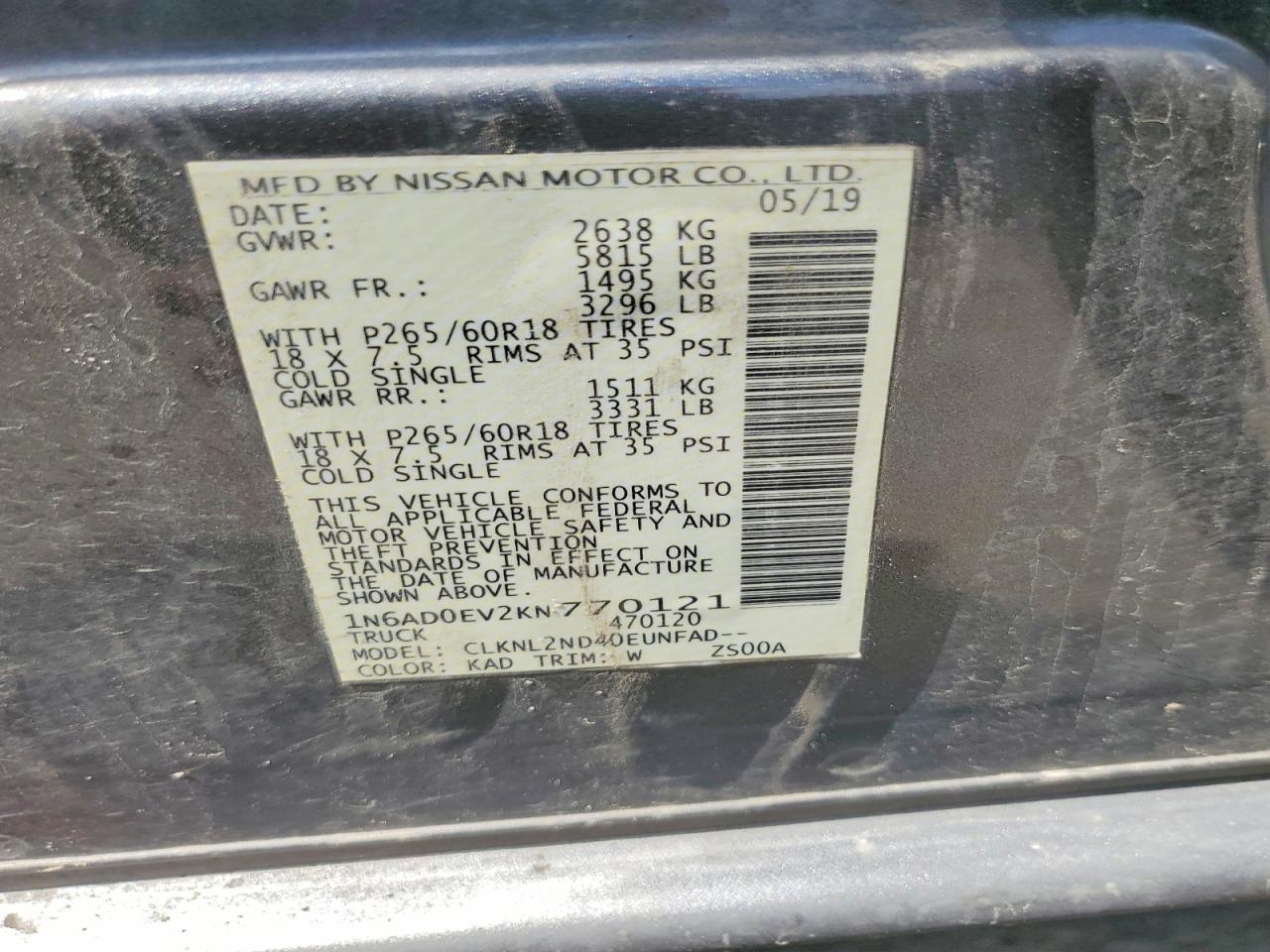 2019 NISSAN FRONTIER SV photo 12