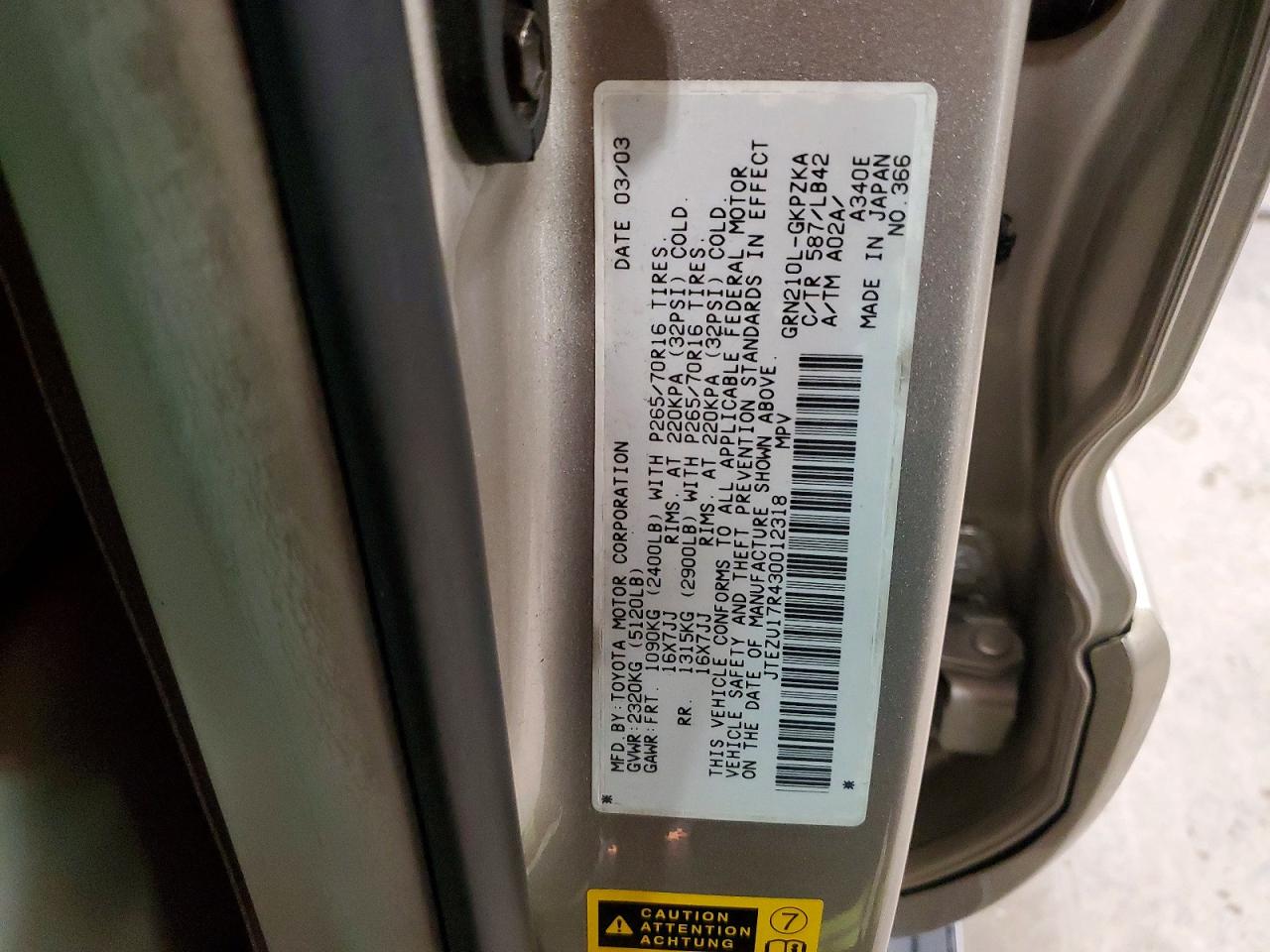 2003 TOYOTA 4RUNNER LIMITED photo 13
