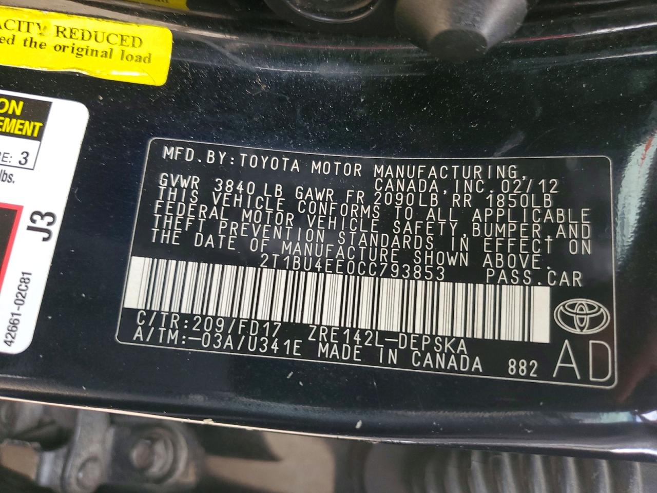 2012 TOYOTA COROLLA S photo 23