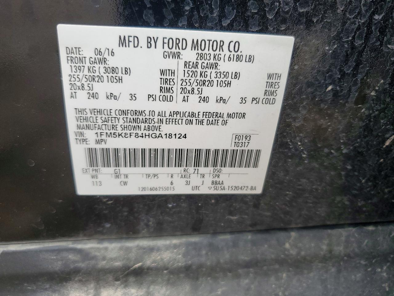 2017 FORD EXPLORER LIMITED photo 37