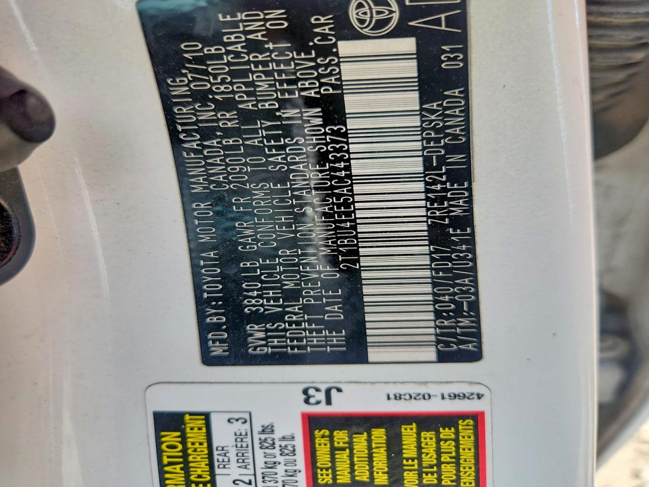 2010 TOYOTA COROLLA S photo 23