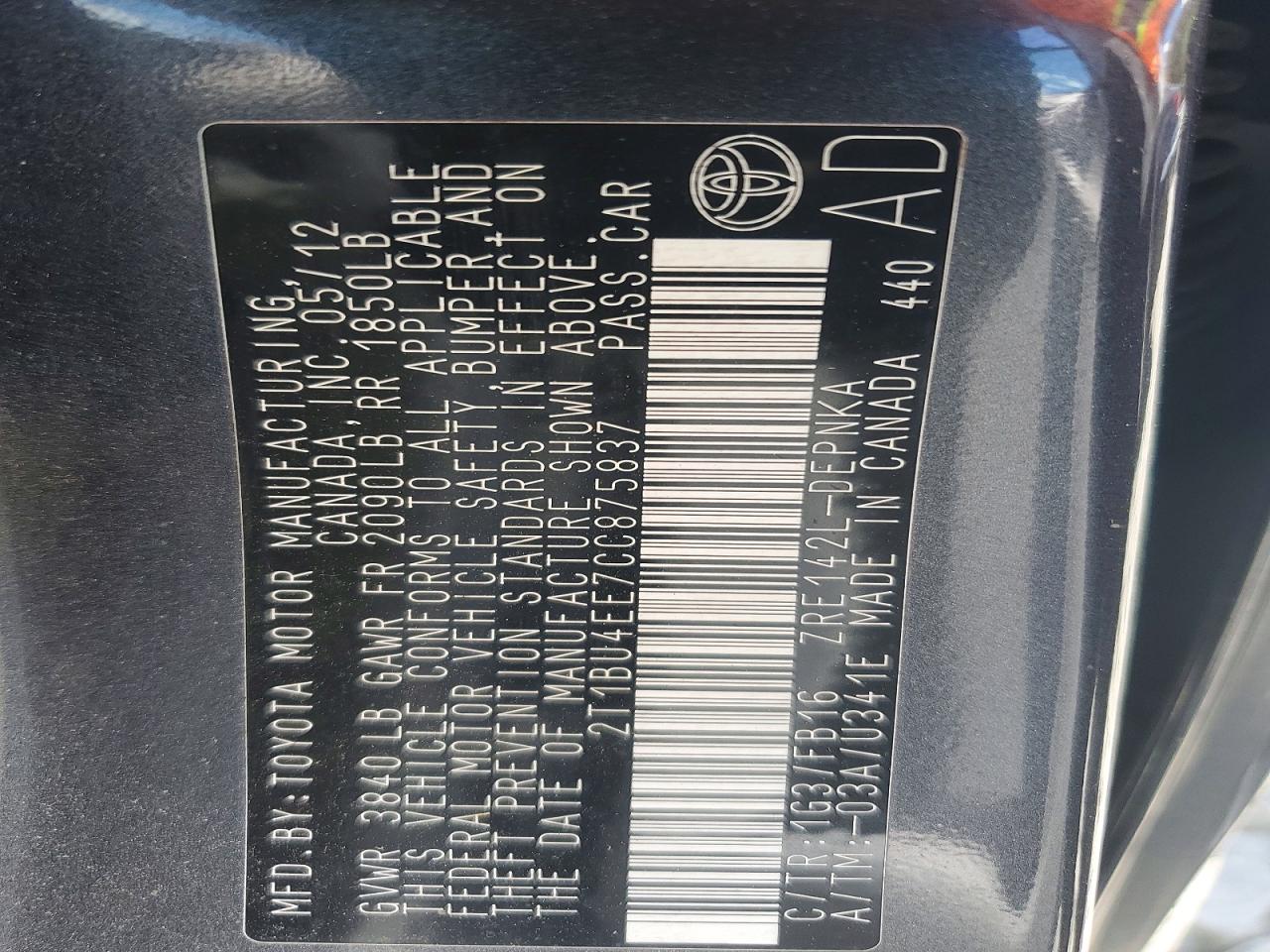 2012 TOYOTA COROLLA LE photo 23