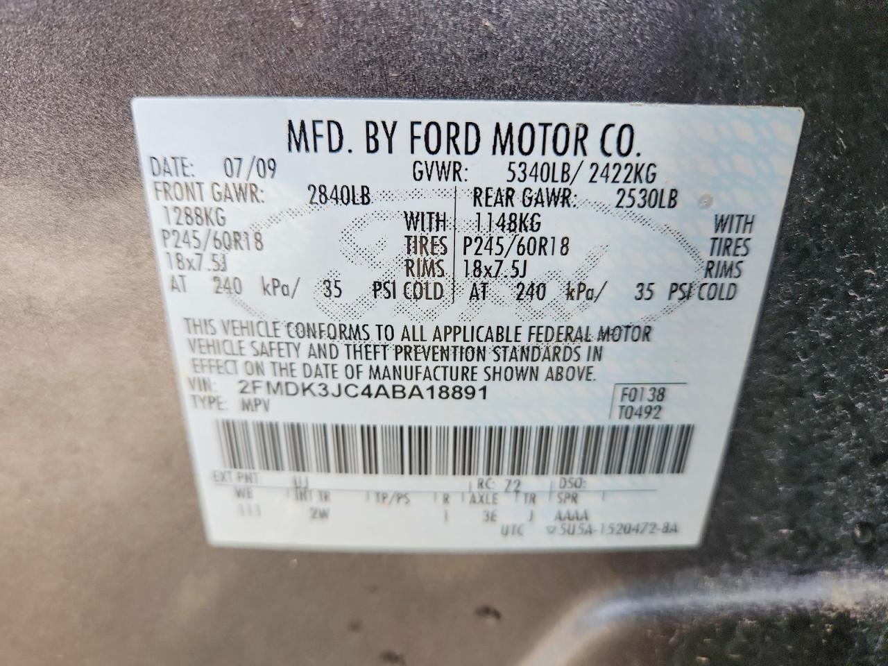 2010 FORD EDGE SEL photo 37