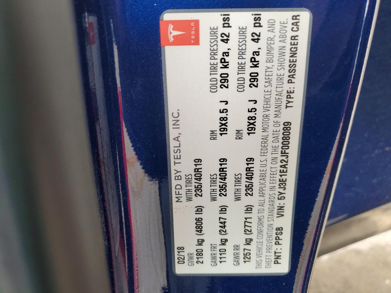 2018 TESLA MODEL 3 photo 13