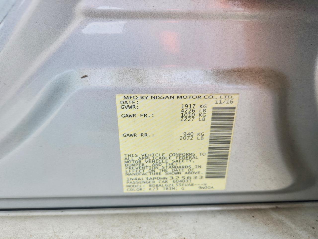 2017 NISSAN ALTIMA 2.5 S photo 23