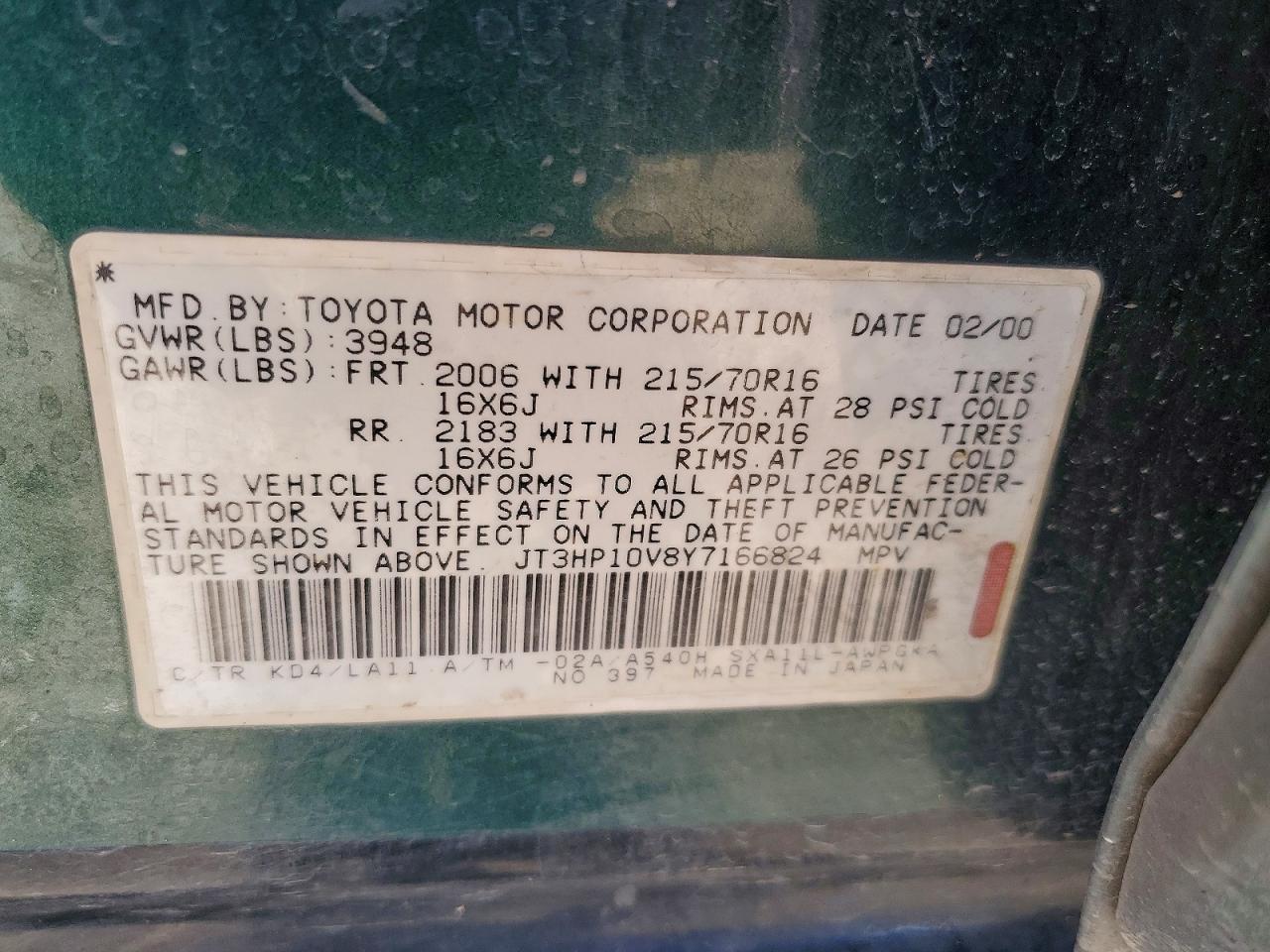 2000 TOYOTA RAV4 BASE photo 23