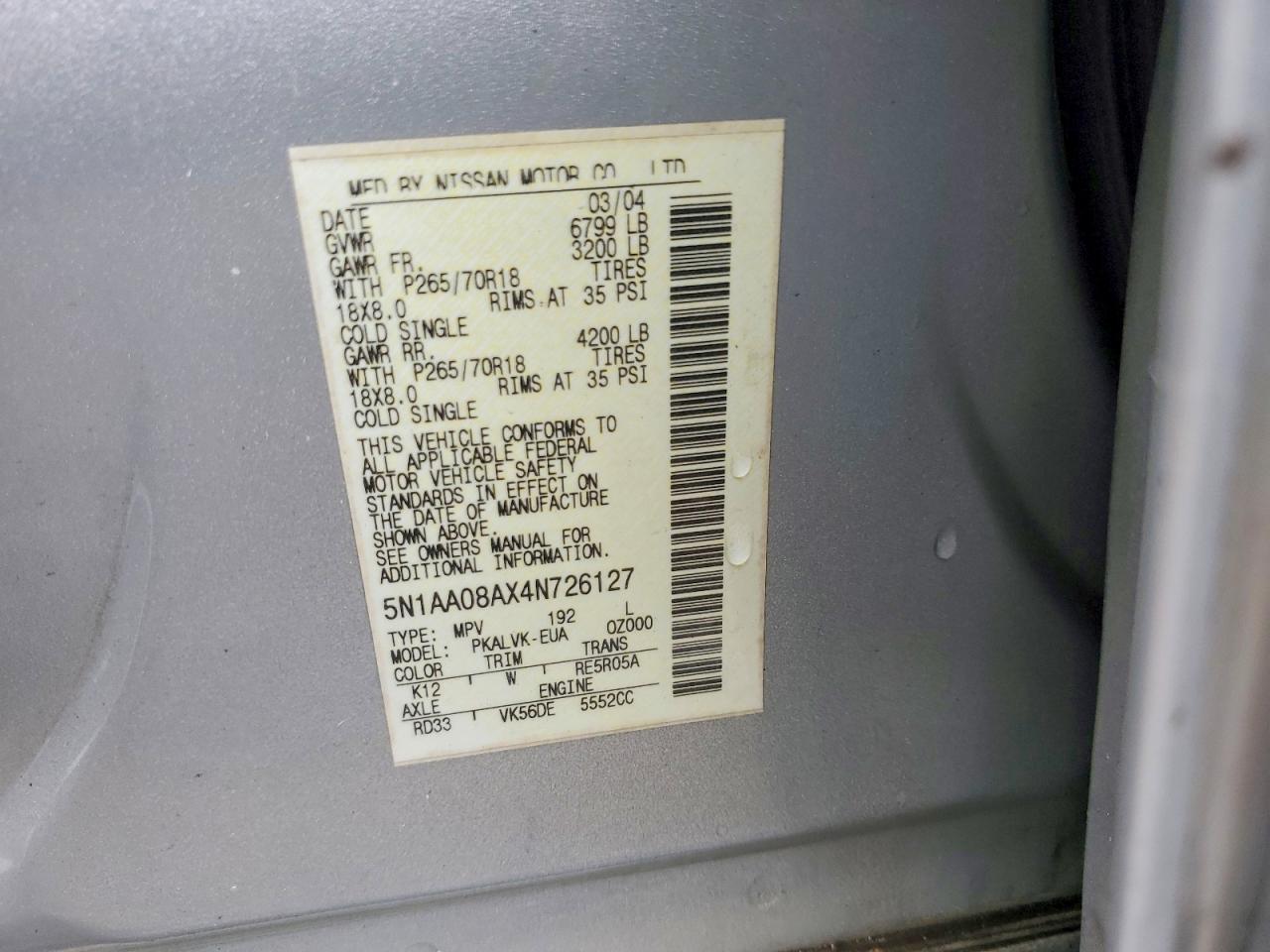 2004 NISSAN ARMADA SE photo 25