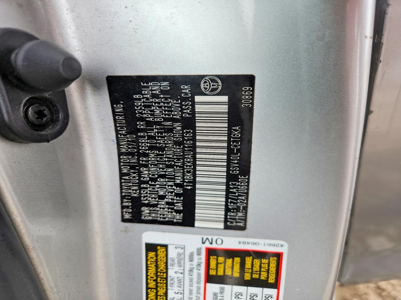 2010 TOYOTA CAMRY XLE V6 photo 34