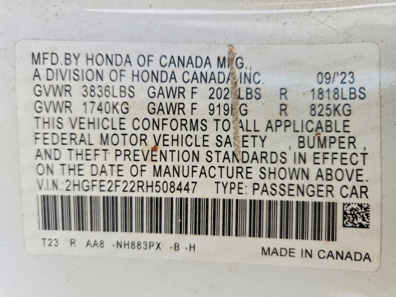 2024 HONDA CIVIC LX photo 23