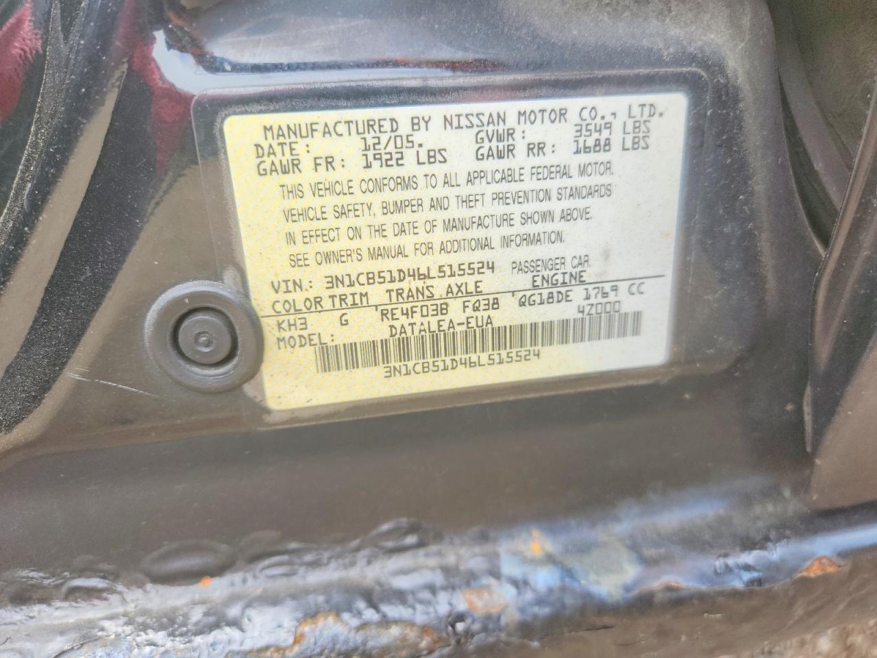 2006 NISSAN SENTRA 1.8 photo 23