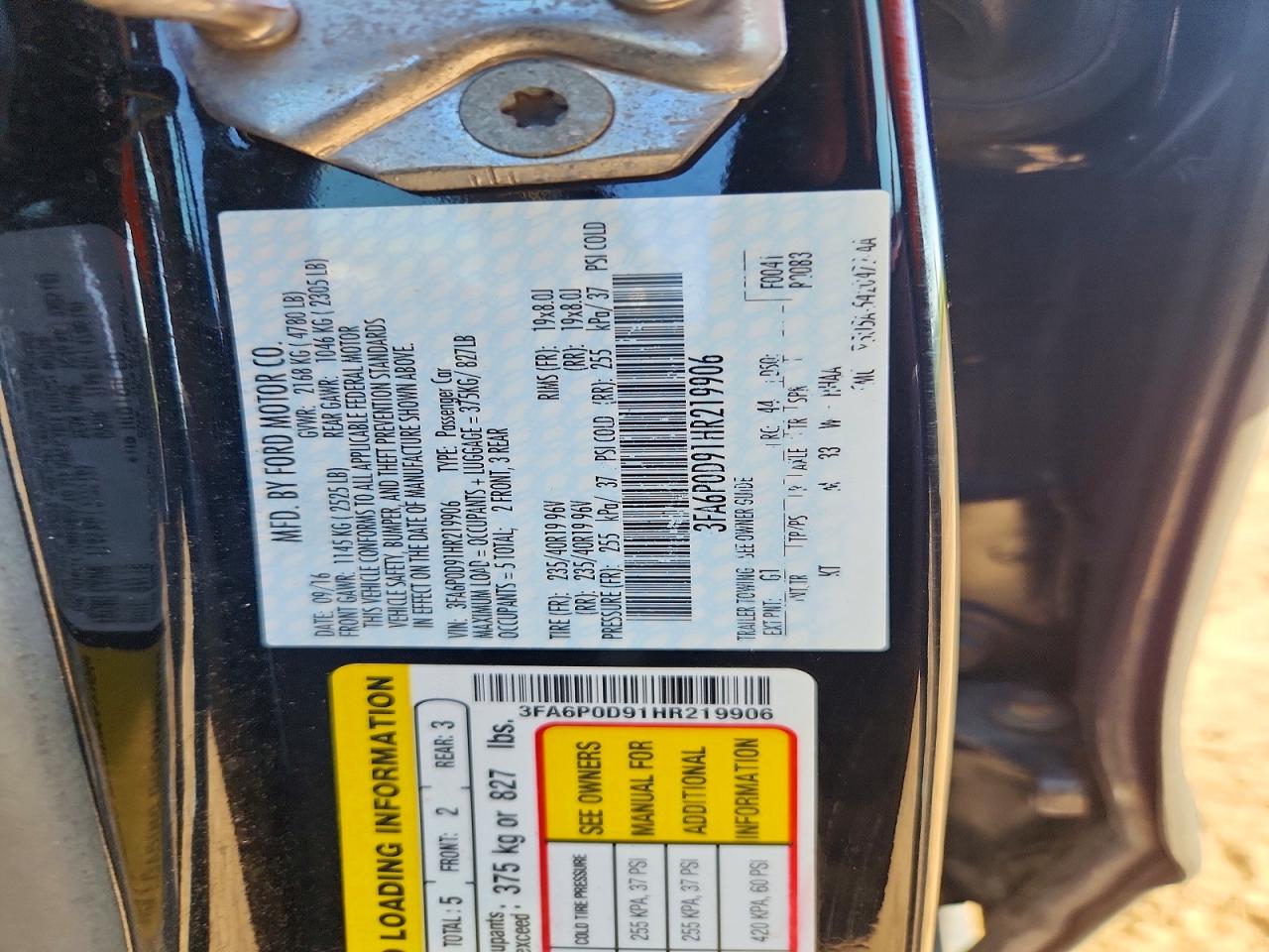2017 FORD FUSION TITANIUM photo 34