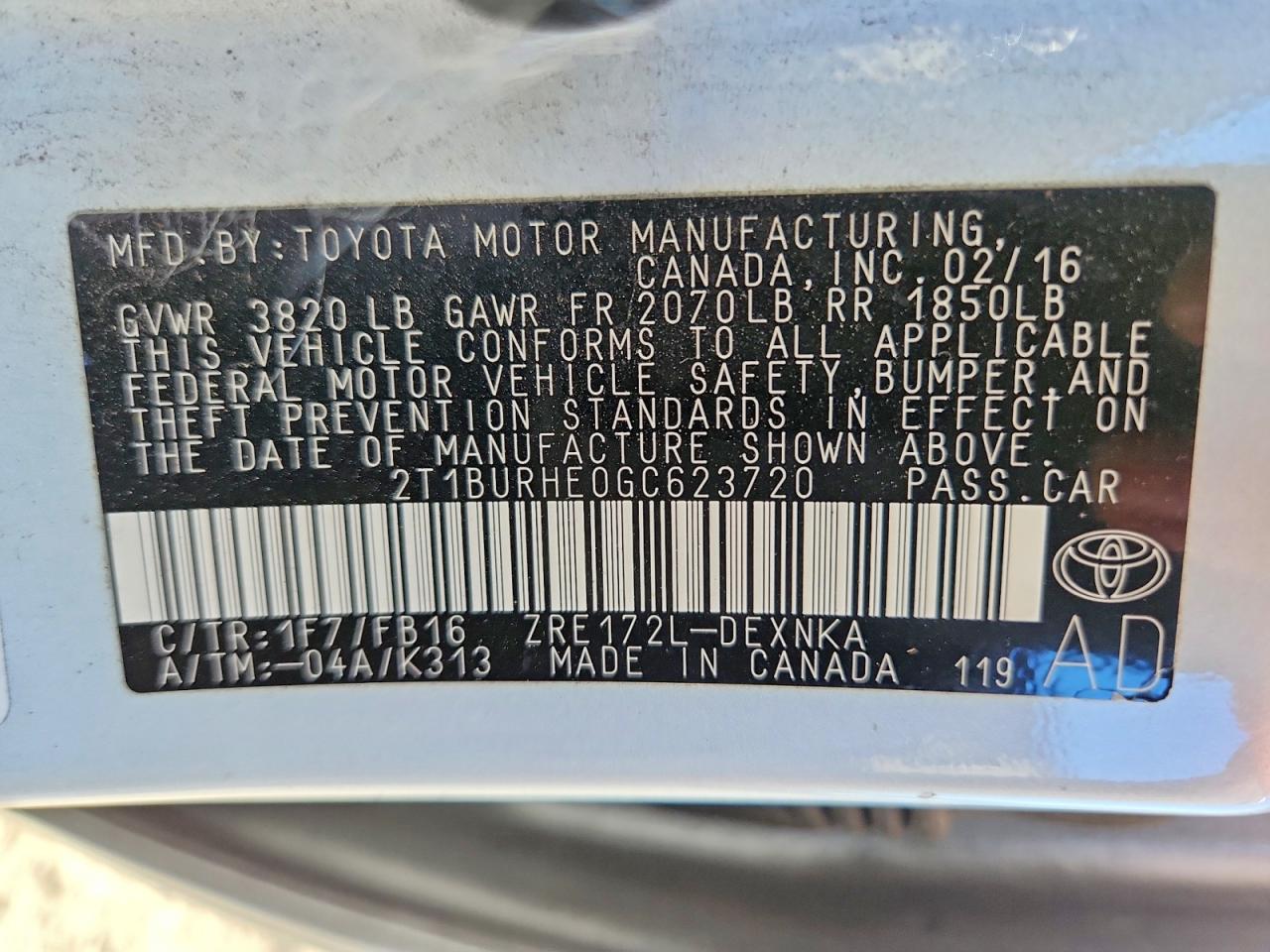 2016 TOYOTA COROLLA LE photo 34