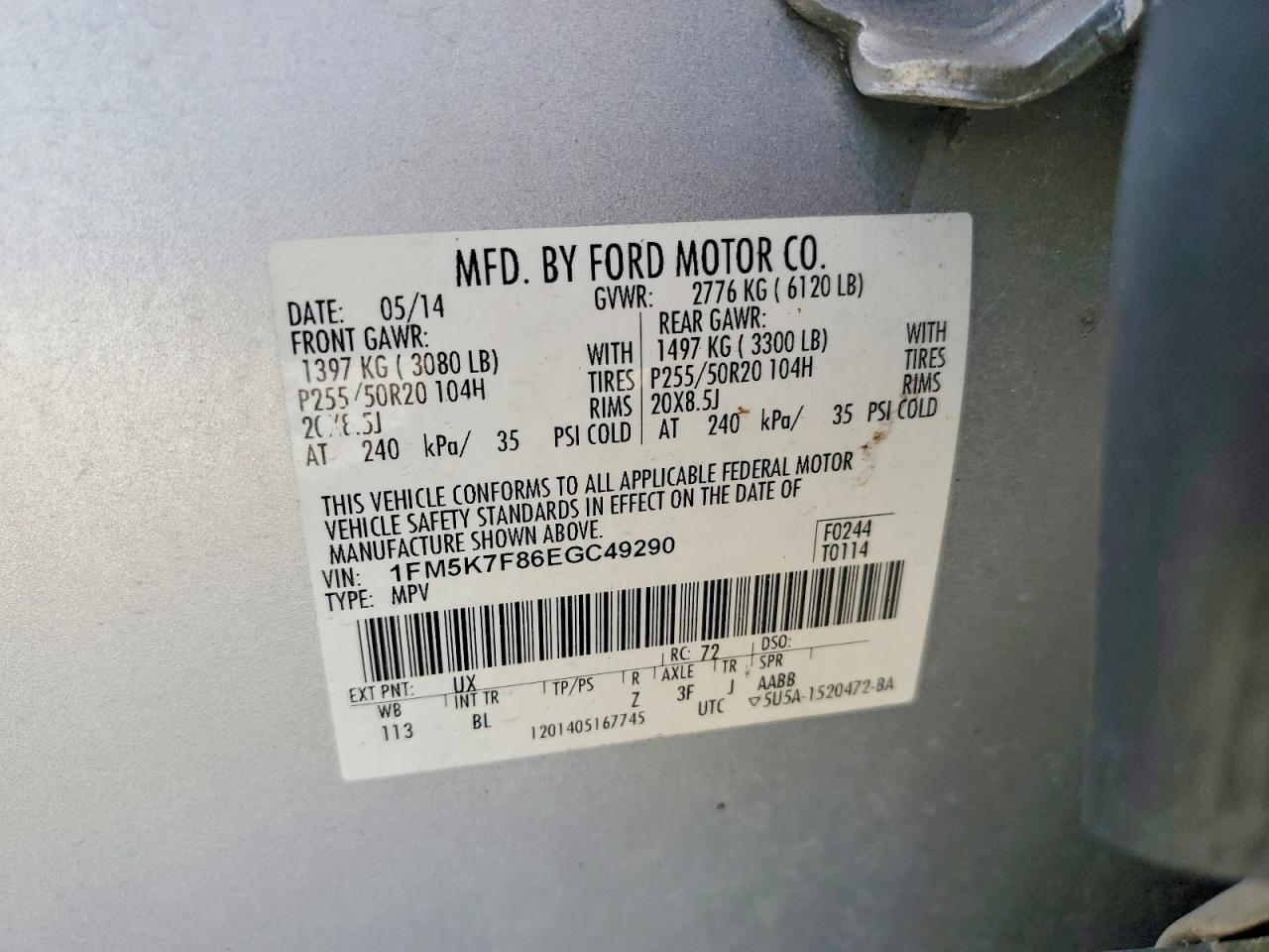 2014 FORD EXPLORER LIMITED photo 13