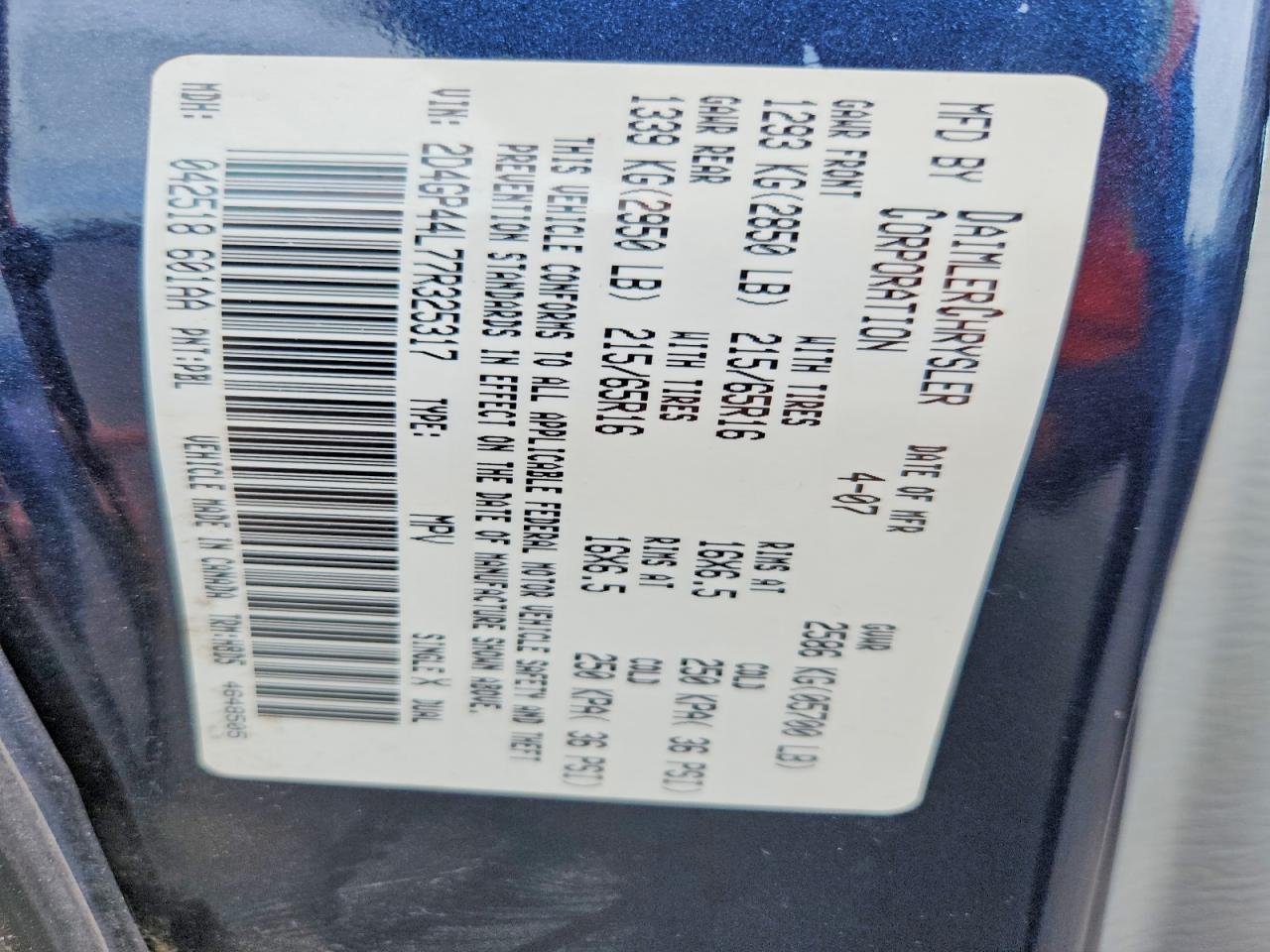 2007 DODGE GRAND CARAVAN SXT photo 23