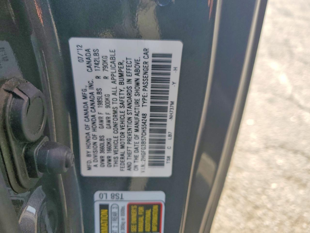 2012 HONDA CIVIC LX photo 13