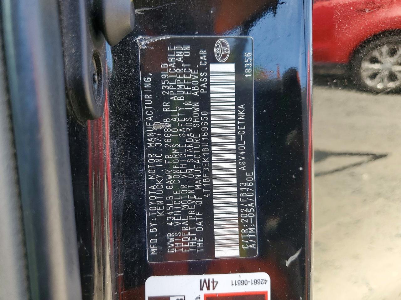 2011 TOYOTA CAMRY LE photo 23