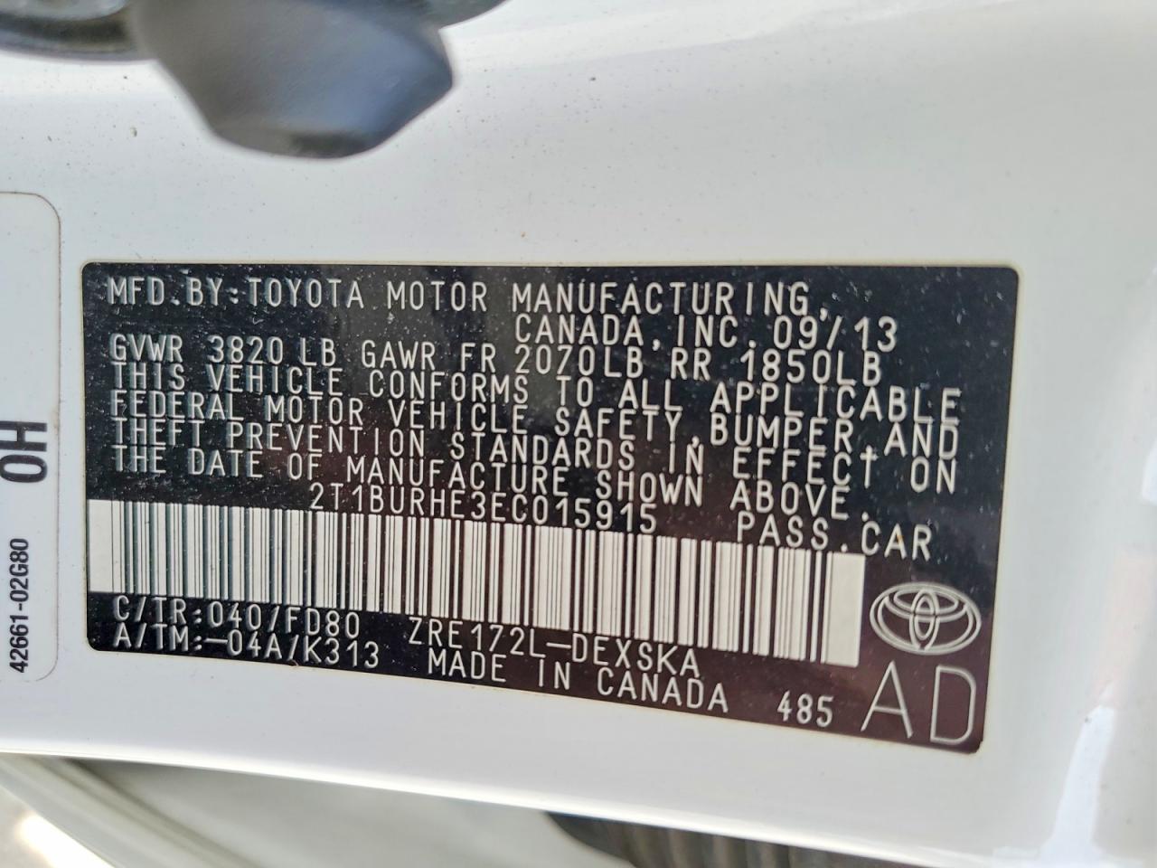 2014 TOYOTA COROLLA S PLUS photo 37