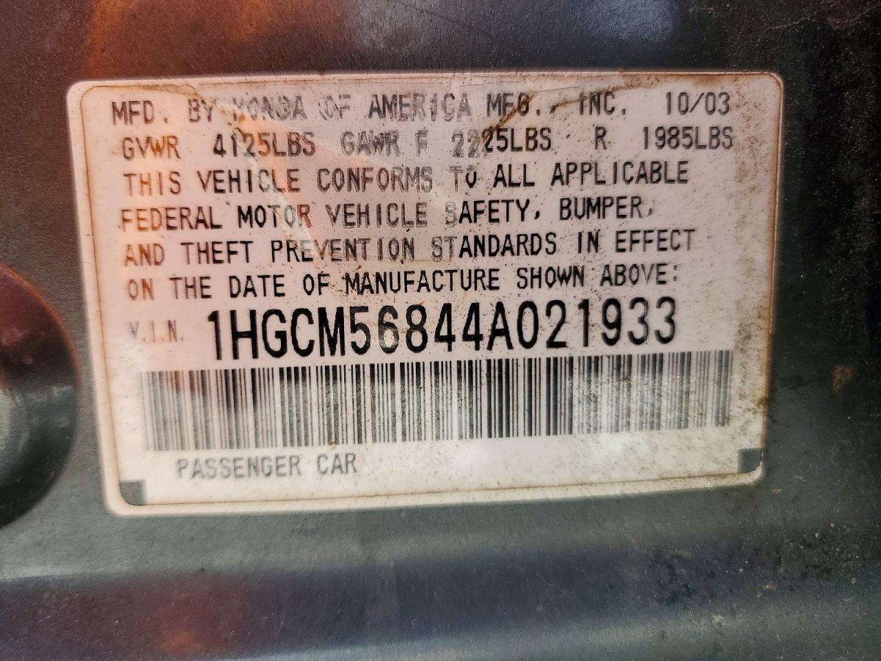 2004 HONDA ACCORD EX photo 12
