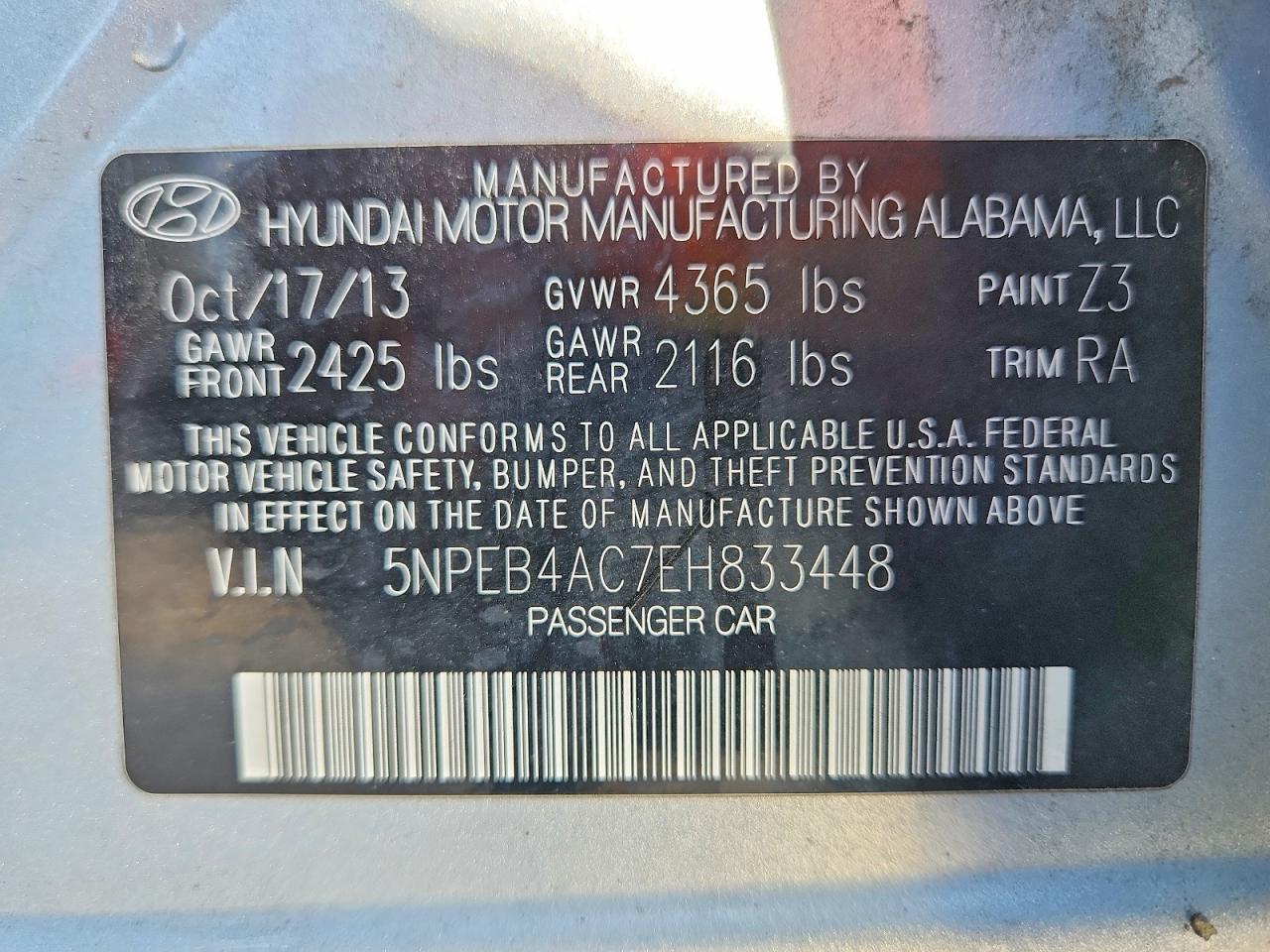 2014 HYUNDAI SONATA GLS photo 34