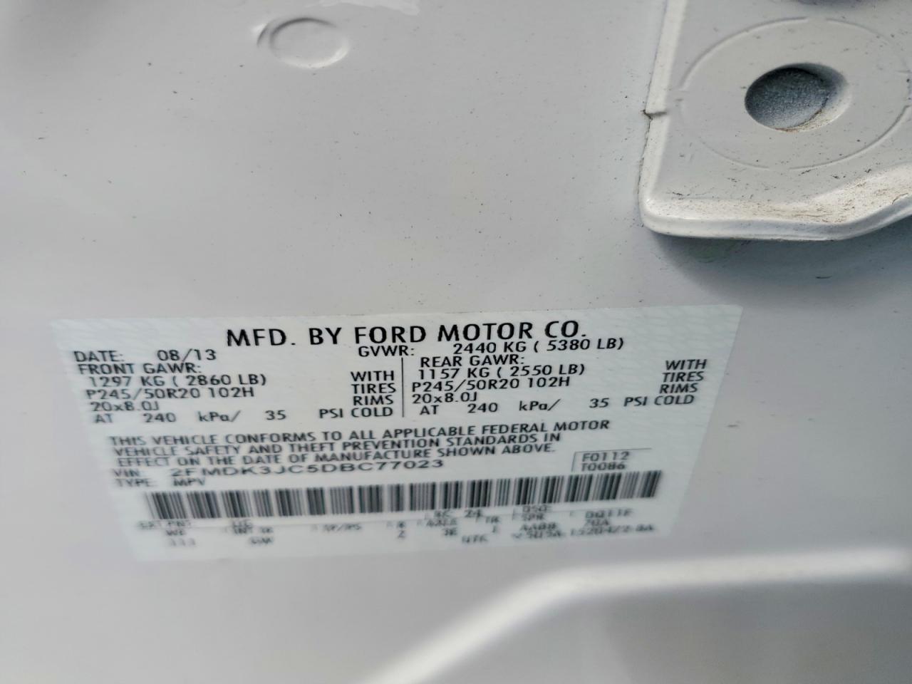 2013 FORD EDGE SEL photo 25