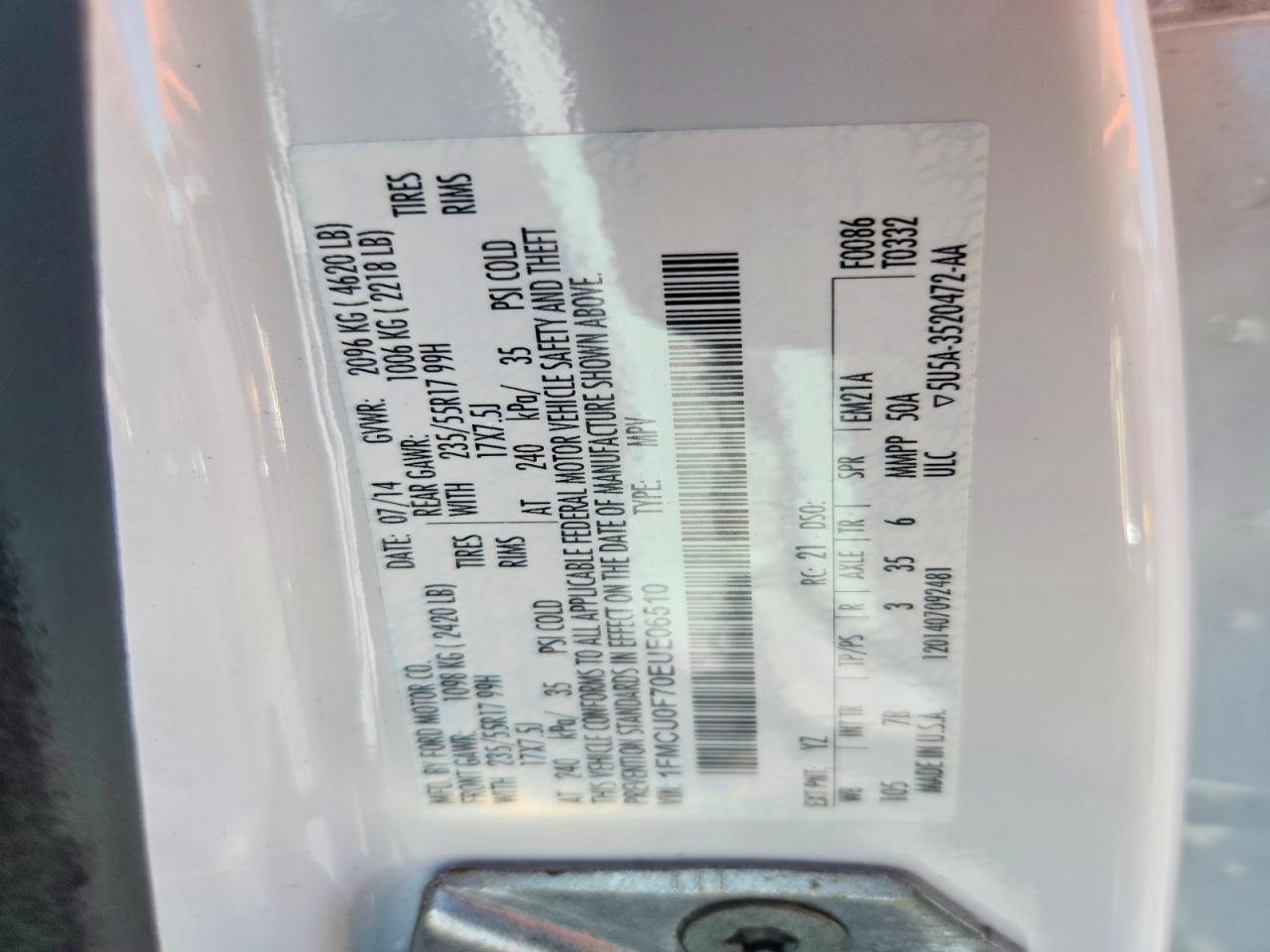 2014 FORD ESCAPE S photo 25