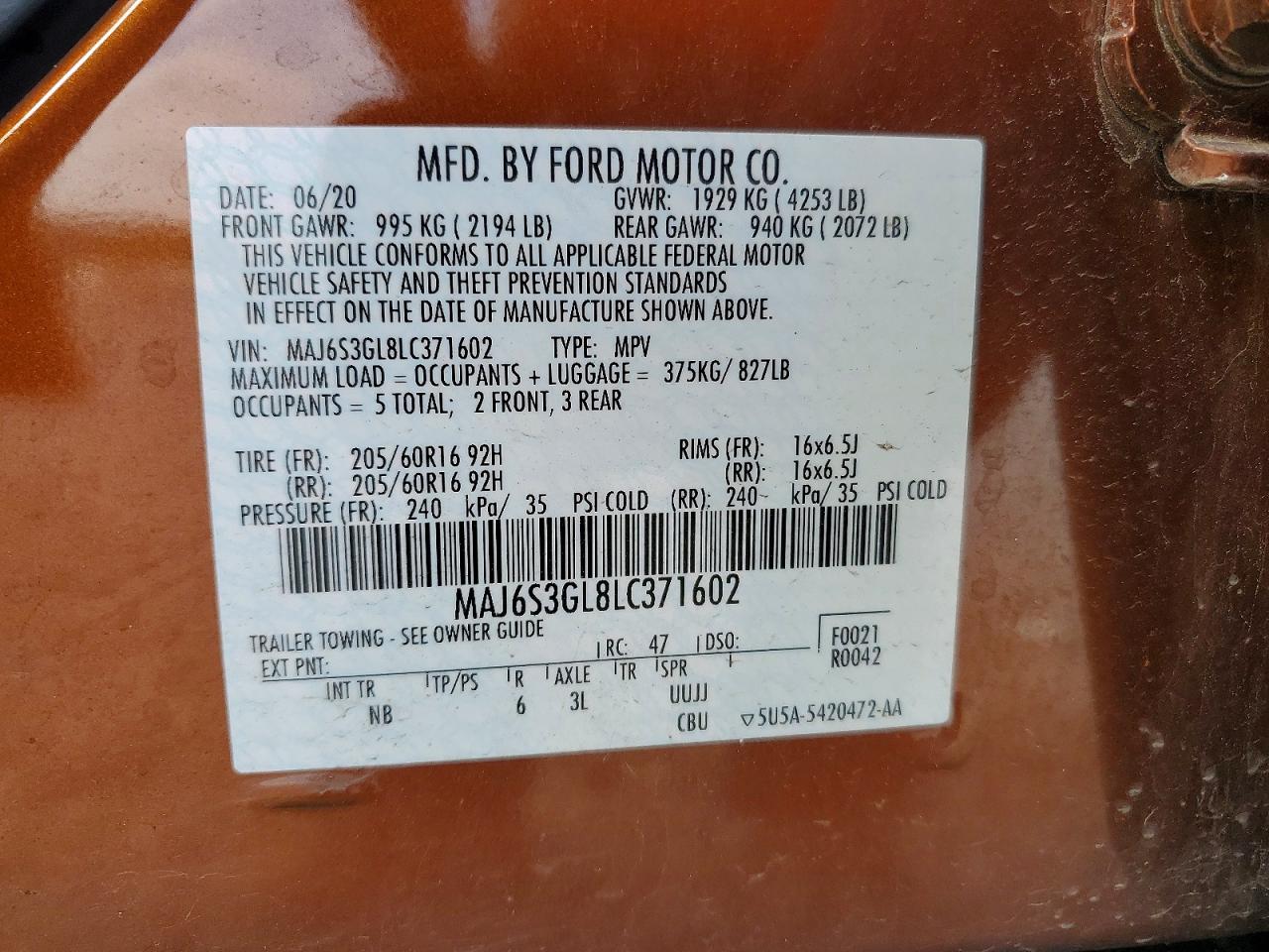 2020 FORD ECOSPORT SE photo 34