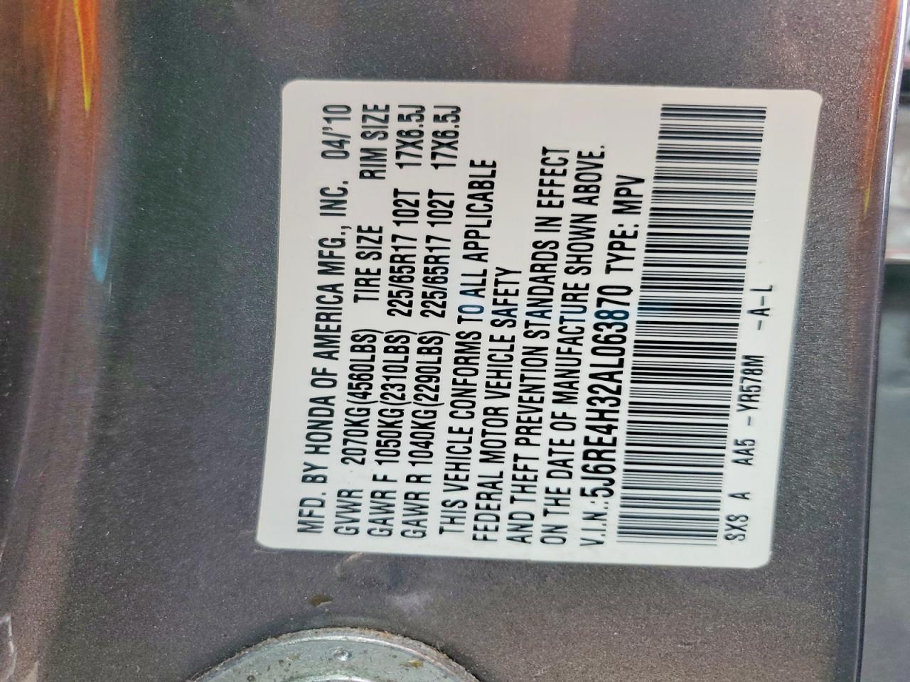 2010 HONDA CR-V LX photo 40