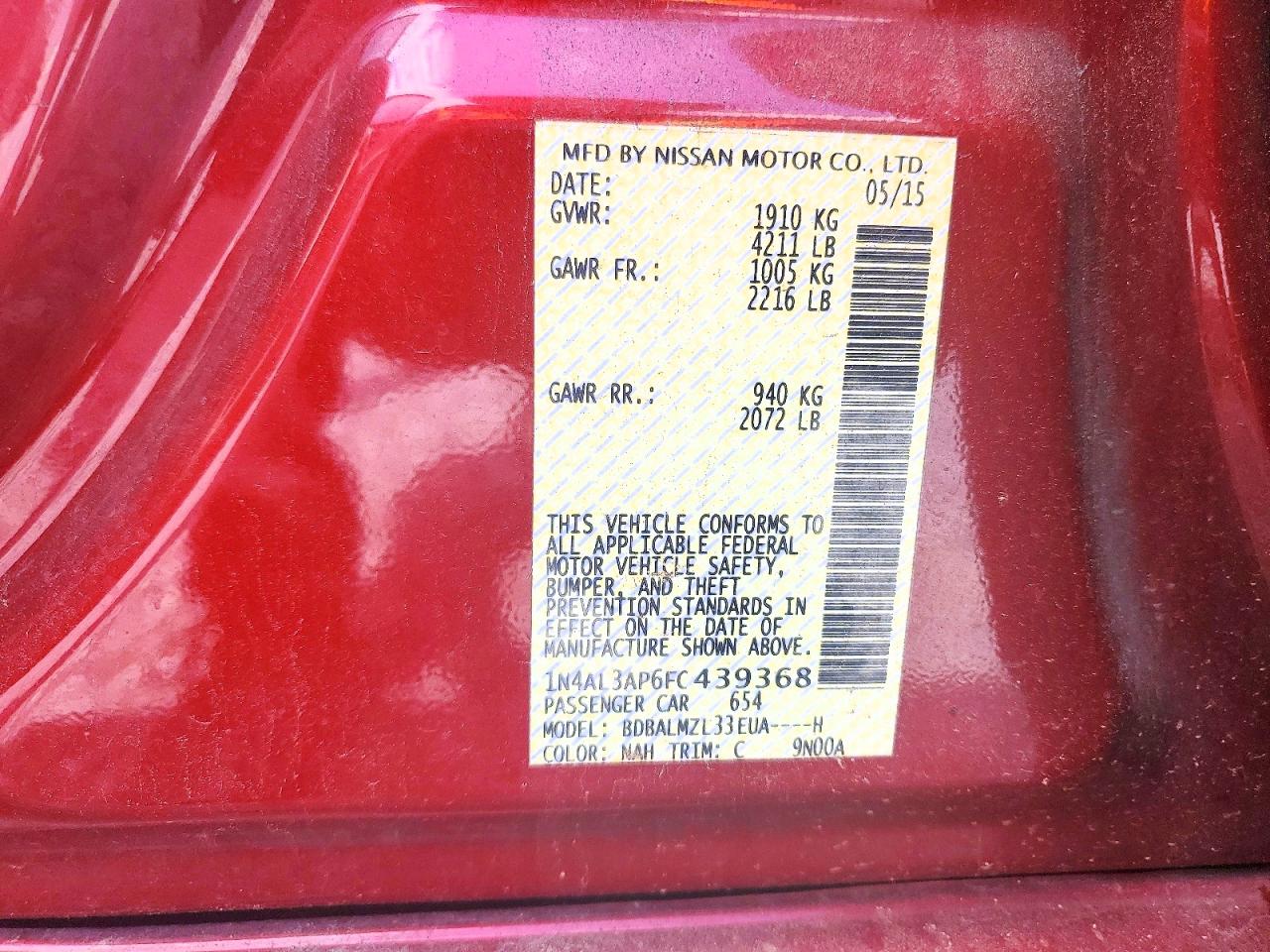 2015 NISSAN ALTIMA 2.5 SV photo 23