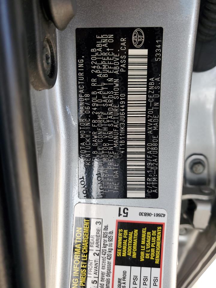 2018 TOYOTA CAMRY L photo 34