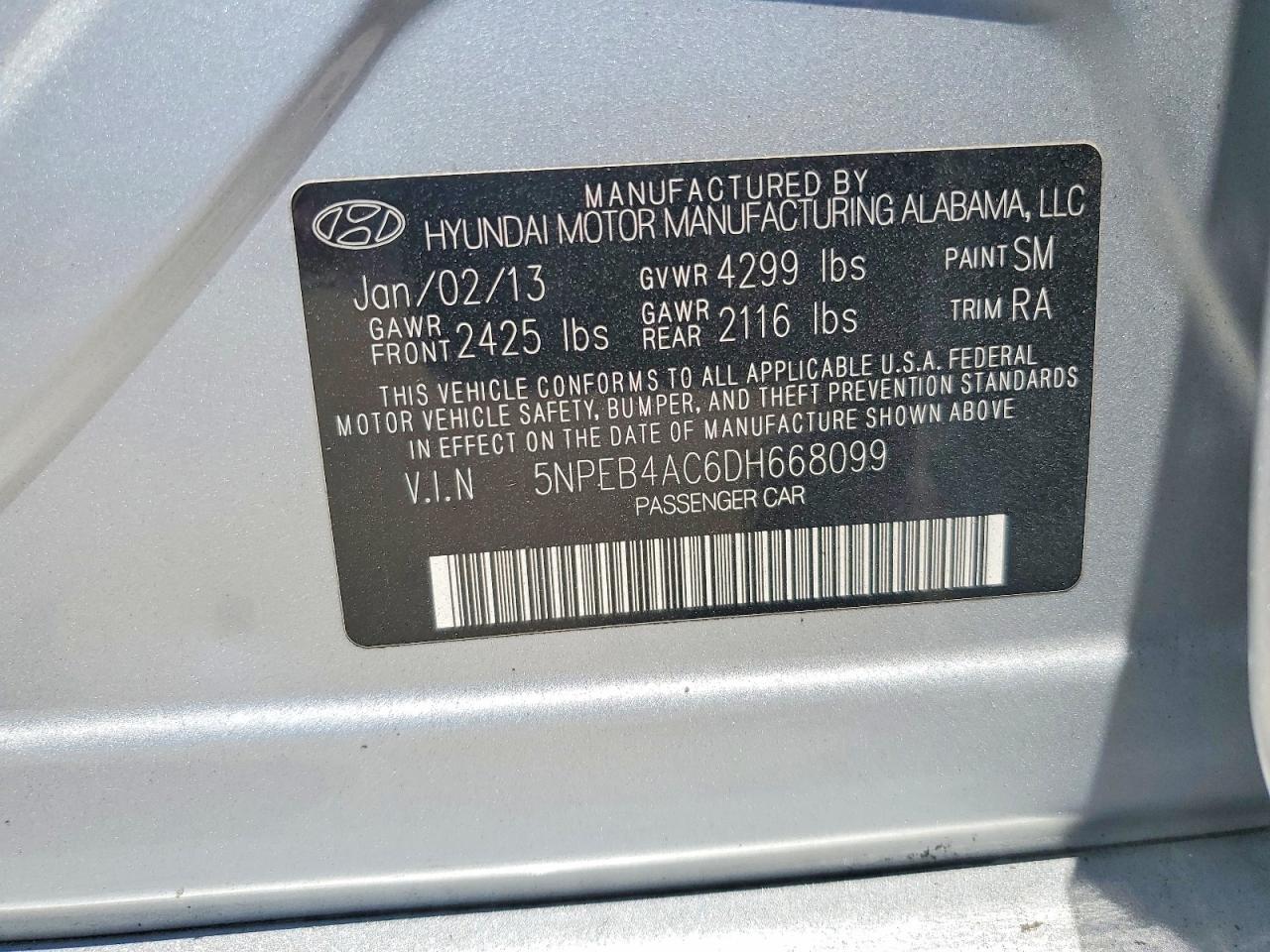 2013 HYUNDAI SONATA GLS photo 12
