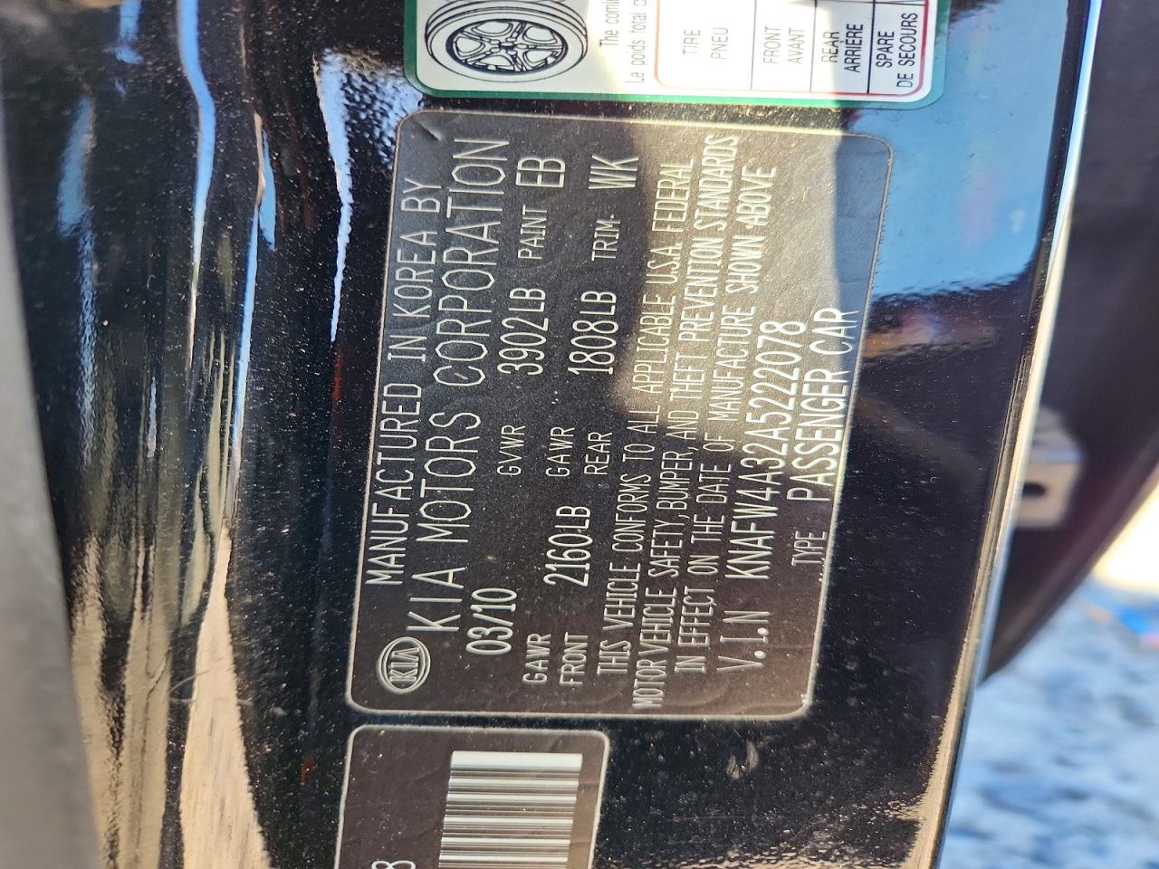 2010 KIA FORTE SX photo 23