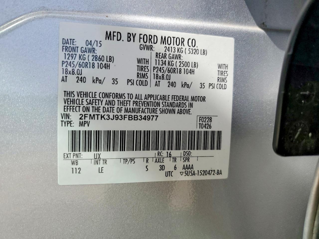 2015 FORD EDGE SEL photo 25