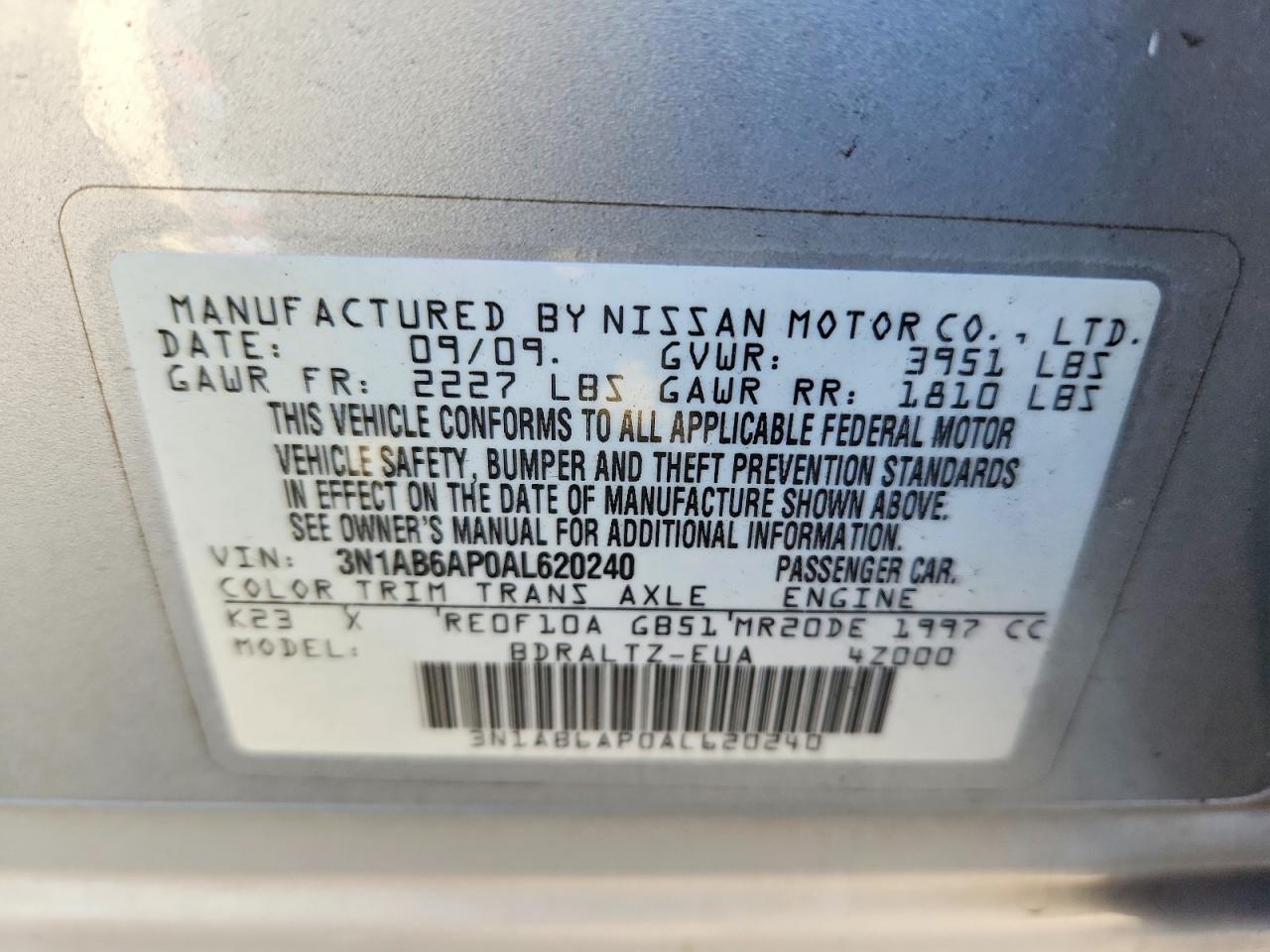 2010 NISSAN SENTRA 2.0 photo 23