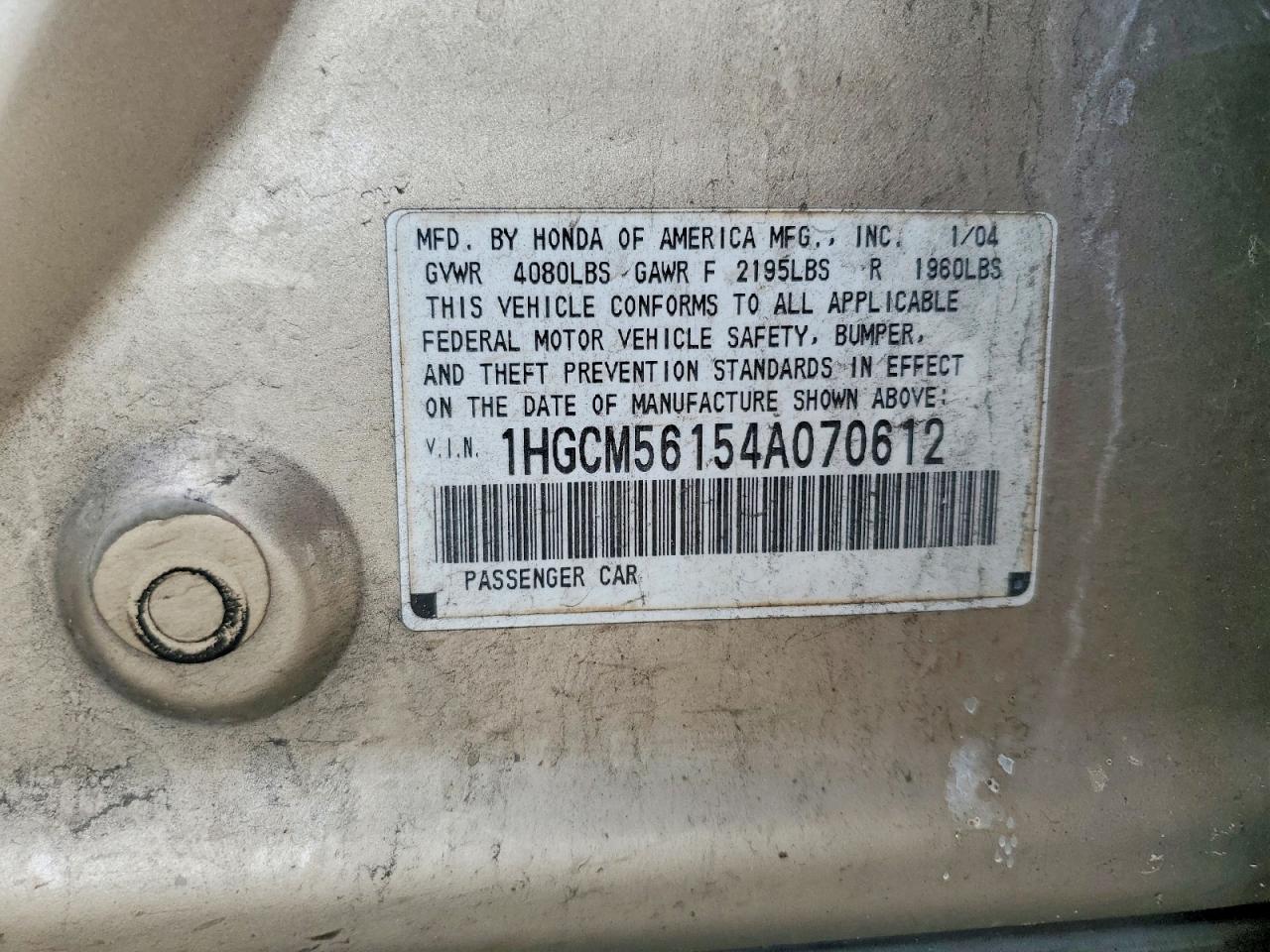 2004 HONDA ACCORD DX photo 34